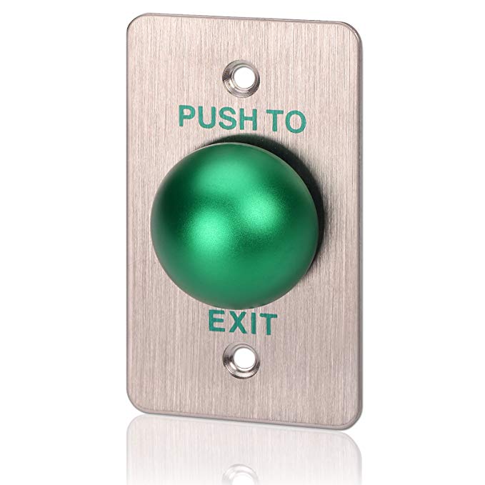Exit Button, ZOTER Push Release Door Switch Press to Exit 304 Stainless Steel for DIY Access Control Security System Green Rectangle