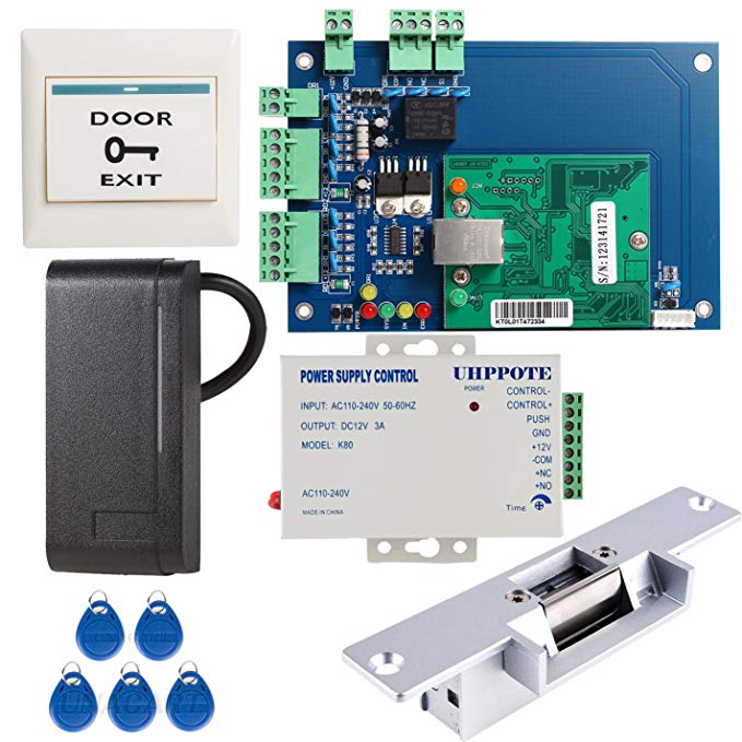 UHPPOTE DIY Full Complete Security Wiegand 26 Access Control Kit Including Strike Lock 3A Power Supplu ID RFID Card Reader