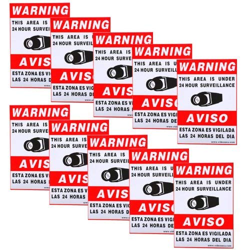 VideoSecu 10 Home CCTV Surveillance Security Camera Video Stickers Warning Decals 11.5