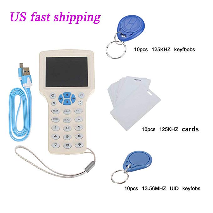 English 10 Frequency ID/IC RFID Copier Reader Writer +125KHZ Rewritable Cards