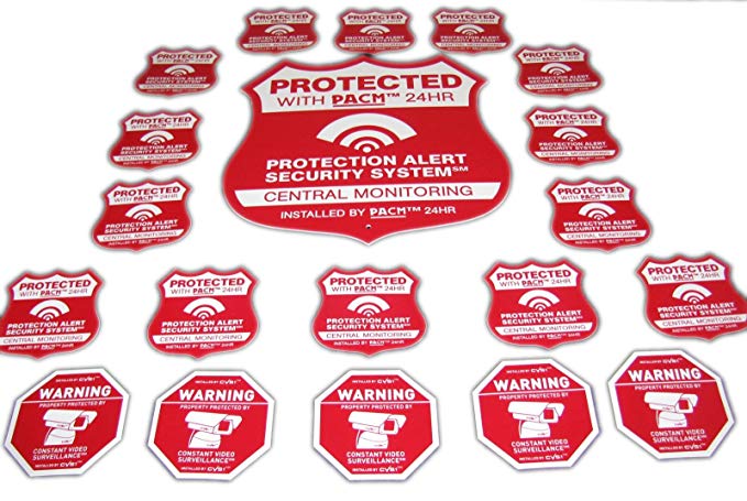 Home Security Sign and stickers plus security camera warning decals