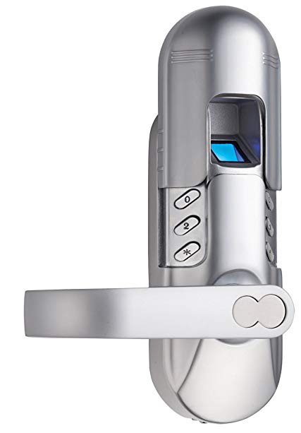 Digi Keyless Biometric Fingerprint Smart Door Lock 6600-98 Left Right Handle - Electronic Door Lock ideal for Entry Door - Unlock with Fingerprint, Passcode, Key - Silver Color