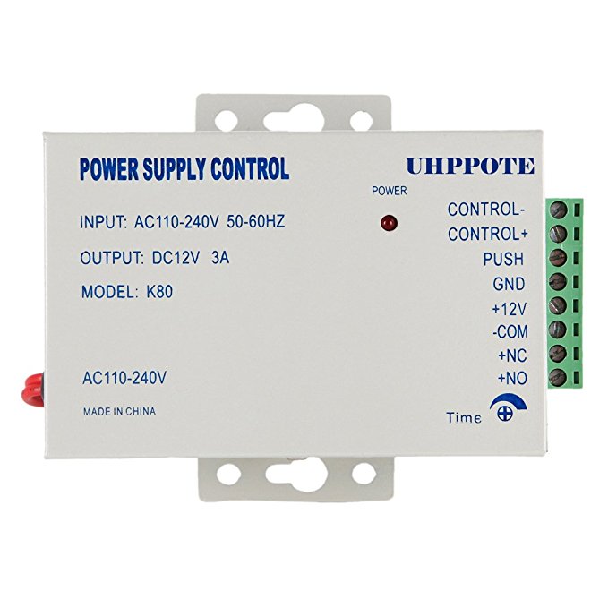 UHPPOTE 110-240VAC to 12VDC Power Supply Controller For Access Control System & Intercom Camera