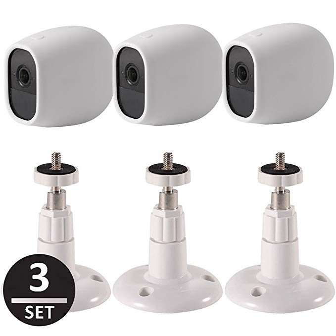 EEEKit Silicone Skins Protective Cover Case+Adjustable Wall Mount for Arlo Pro/Arlo Pro 2 Smart Security Camera (3-pack Set)