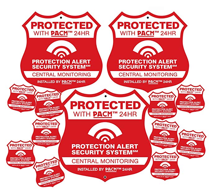3 Pro Alarm Home Security Signs & 10 Alarm System Stickers